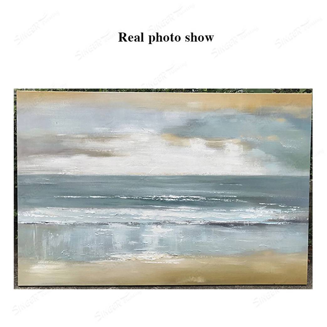 Room Handmade Hallway Coastal Gray Abstract Canvas Artwork 67H0G